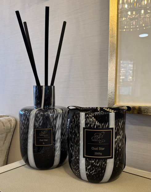 Oud Star Black Marble Candle 360g